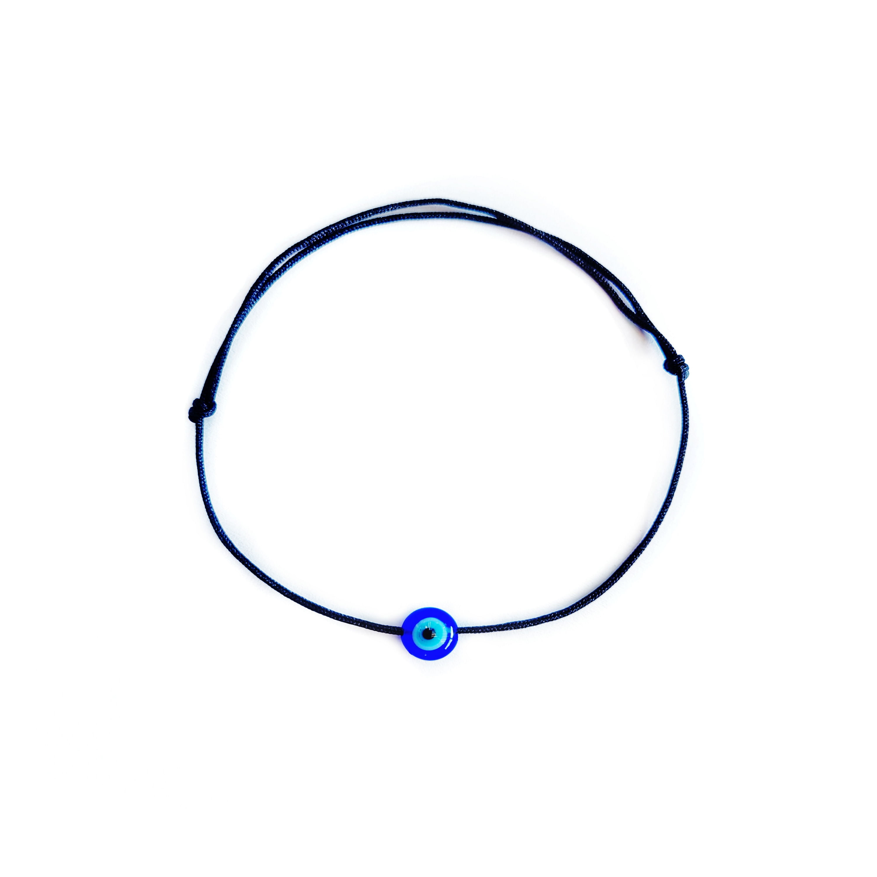 Bratara cu ochi de deochi plat, adult, Wild bracelets, reglabila din snur negru de matase - imagine 5